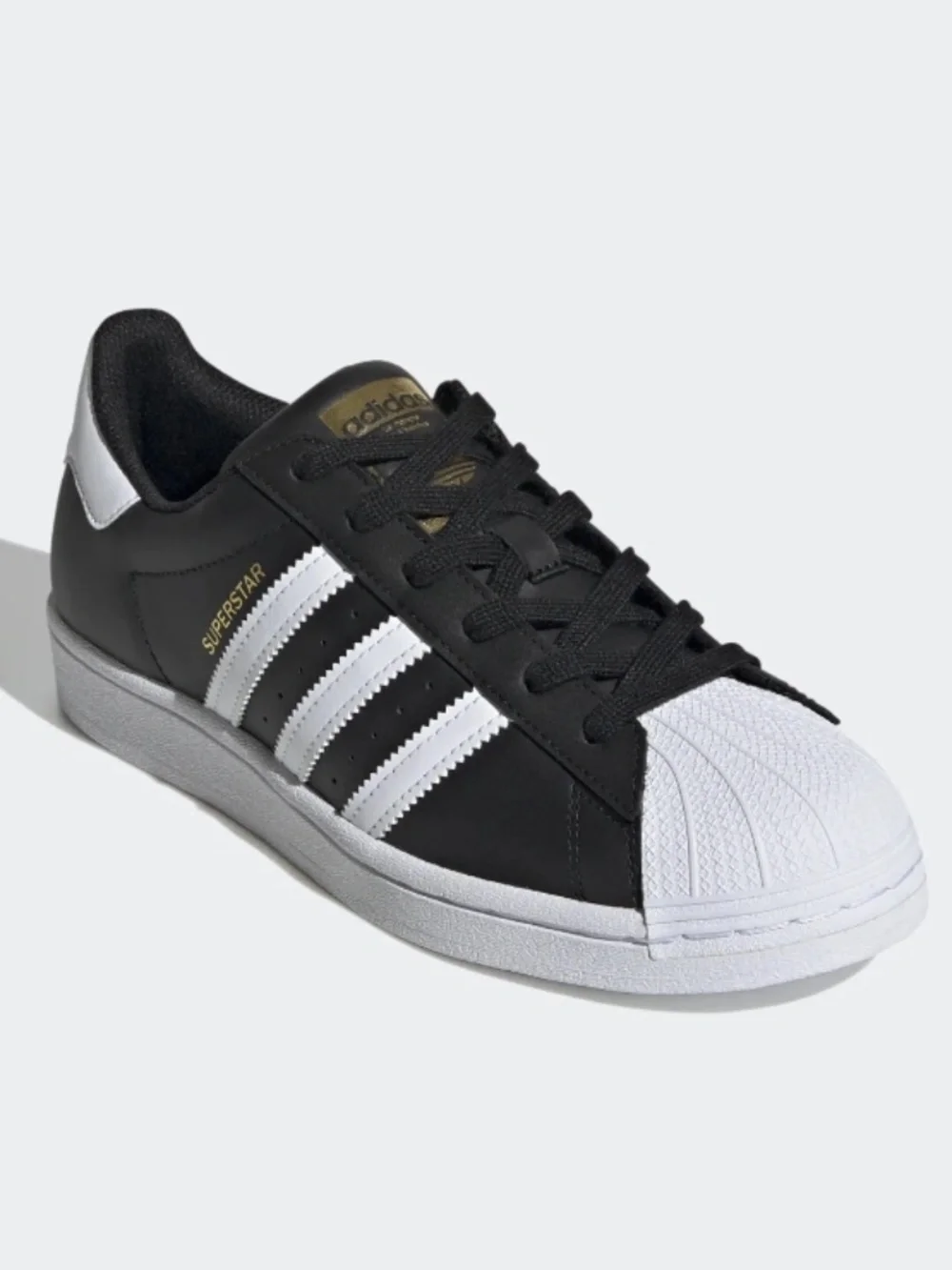 Adidas Women's Superstar Sneakers Core Black Cloud White Lace-Up Shoes 9.5